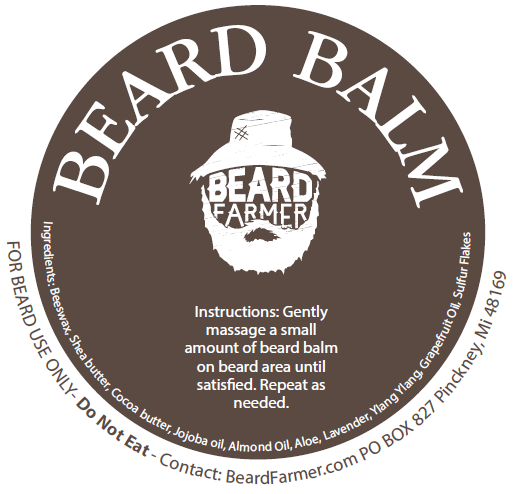beard balm label with directions