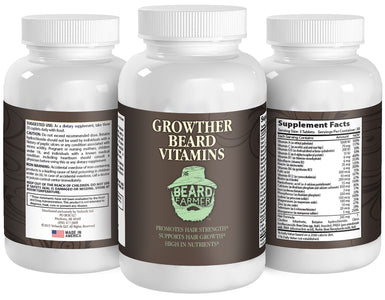 Beard Vitamin Bottle Showing all 3 sides